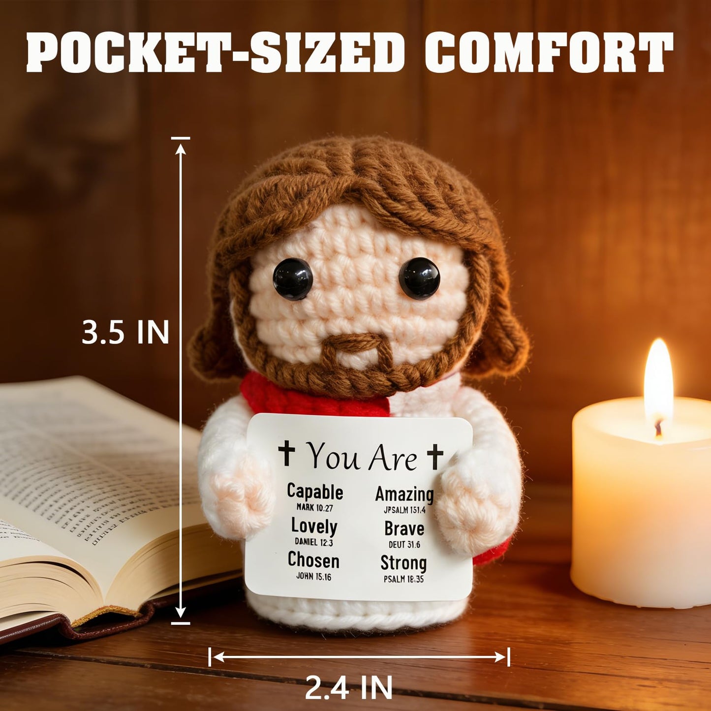 Positive Crochet Jesus, Emotional Support Christian Gifts for Women Teens, Religious Gifts for Women Men, Stocking Stuffers for Women