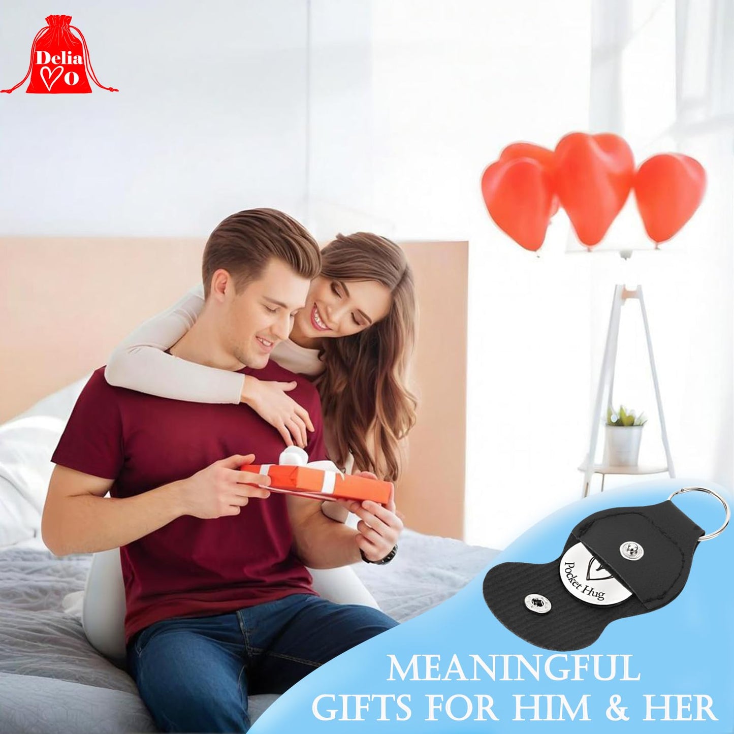Pocket Hug Token Keychain for Women & Men - Inspirational Gifts for Him & Her Christmas Valentine's Day Graduation