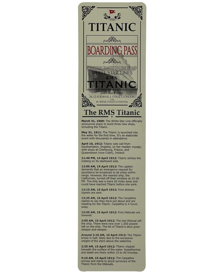 Titanic Bookmark Ticket Boarding Pass Merchandise RMS Titanic Gifts Memorabilia 5 Pack