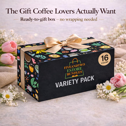Fiveandtwoestore Bundles Flavored Coffee Pod Variety Pack, 16ct –Includes 8 Flavored K-Cup Pods - Cinnamon Dolce, Toasted Graham, Maple Pecan, Brown Sugar Cinnamon,Toffeenut, Vanilla, Hazelnut, Caramel in Giftable Box