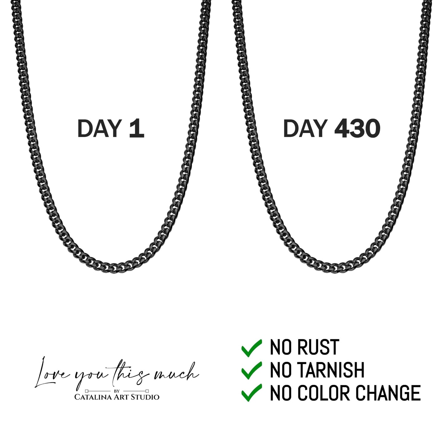 Love You This Much Son Gift from Mom | Men's 5mm Steel Necklace | Mother to Son | 22" Length | Luxury Gift Box + Card