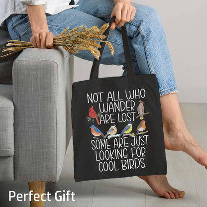 Chicimln Bird Lover Watcher Gifts For Women Canvas Tote Bags,Easily Distracted by Birds Reusable Grocery Shopping Bags