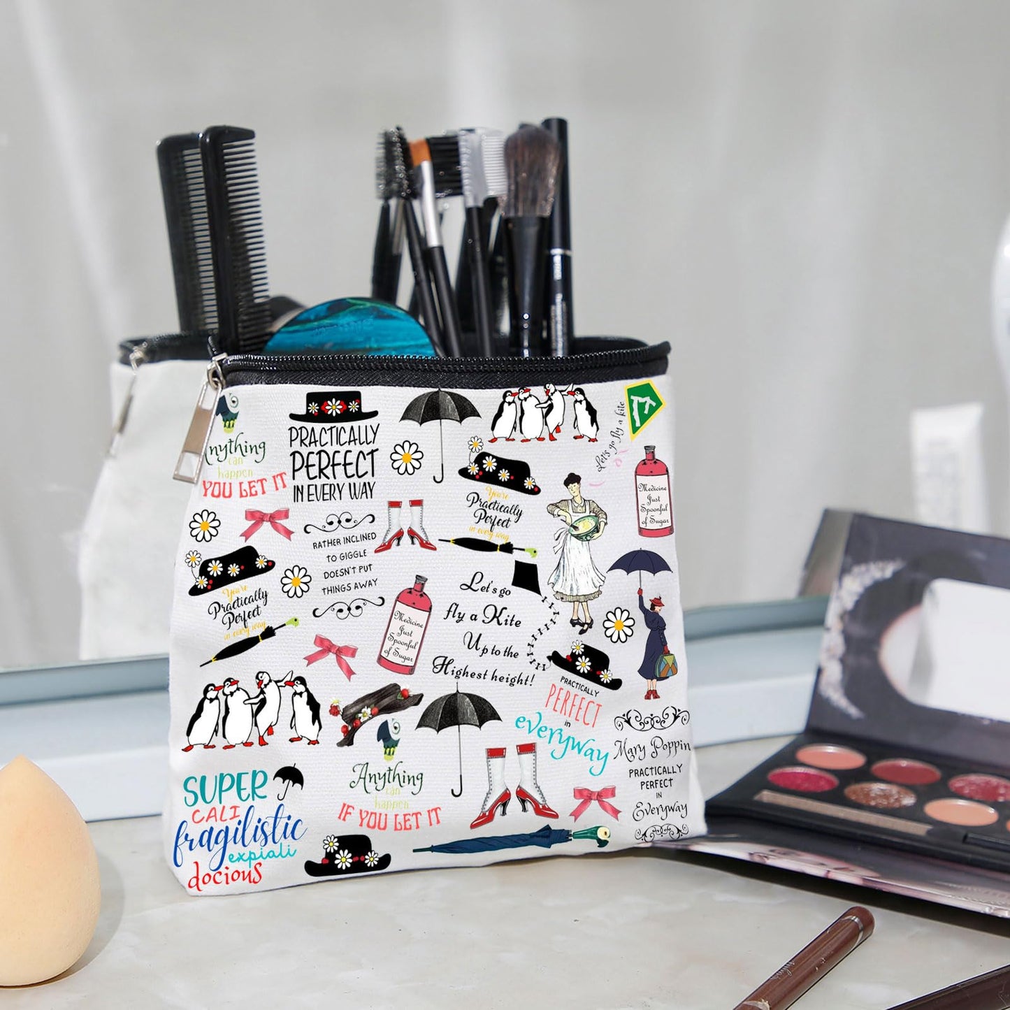 WZJHCL Mary Makeup Pouch - Quotes Cosmetic Bag Musical Storage Pouch Bag Poppins Umbrella Gift (Mary)