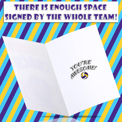 Misdary 6 Pcs Volleyball Soccer Coach Appreciation Gift Bulk 3 Thanks Card with envelope 3 Keychain Set for Gift