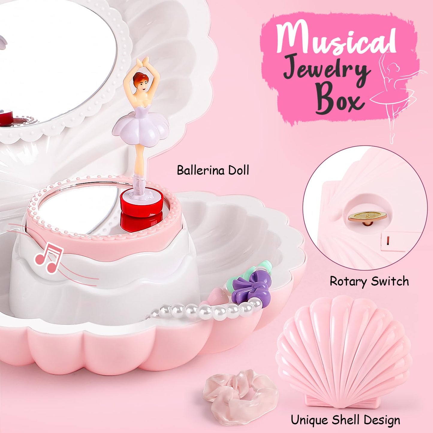 Golray 15 Pcs Dance Recital Gifts for Girls Age 5 6 7 8 12 with Ballet Dance Bag/Musical Ballerina Jewelry Box/Water Bottle/Journal Christmas Birthday Gifts Kid Girl Toy for Daughter, Granddaughter