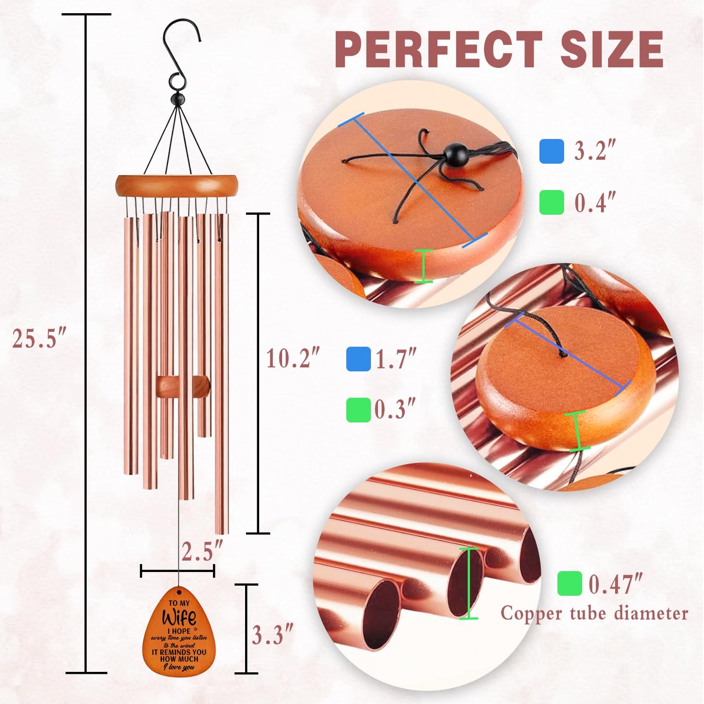 Gifts for Wife, Wind Chimes for Wife, Mothers Day Best Gift for Wife, Heartfelt Birthday Present from Husband, Unique Gifts Ideas for Wedding Anniversary Valentine's, Thanksgiving, Christmas