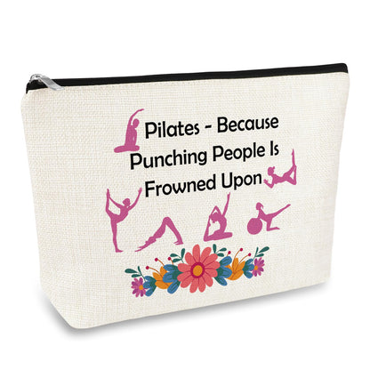 Pilates Gifts for Women Makeup Bag Pilates Instructor Teacher Gift Yoga Lover Gift Cosmetic Bag Birthday Mother's Day Thanksgiving Day Graduation Gifts for Sister Friends Coach Aunt Mom Makeup Pouch