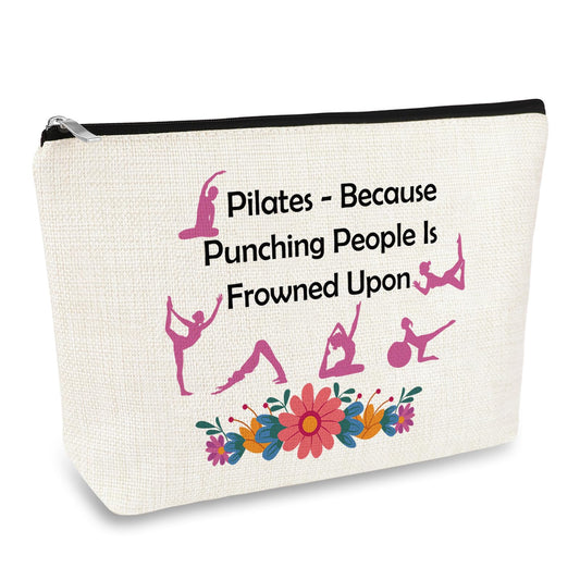 Pilates Gifts for Women Makeup Bag Pilates Instructor Teacher Gift Yoga Lover Gift Cosmetic Bag Birthday Mother's Day Thanksgiving Day Graduation Gifts for Sister Friends Coach Aunt Mom Makeup Pouch