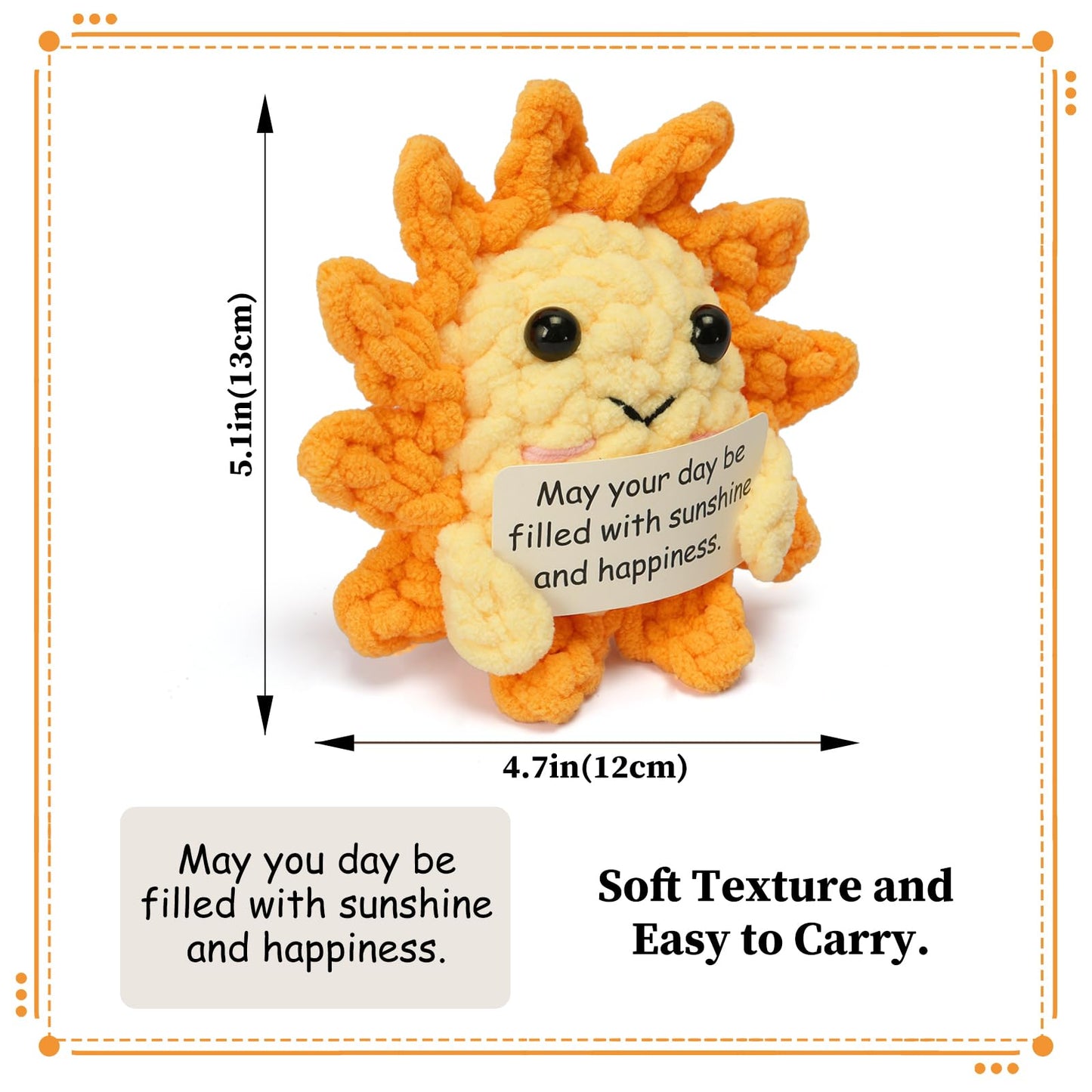 Beeboy Emotional Support Crochet Sunshine - Positive Support Plush Gift Ideas for Women, Crochet Ornament Stuff Advent Calendar, Positive Affirmations Amigurumi Dolls