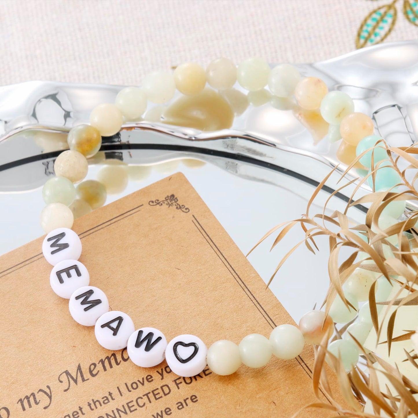 Memaw Gifts from Grandkids Grandchildren for Birthday Beaded Jewelry Best Memaw Bracelet