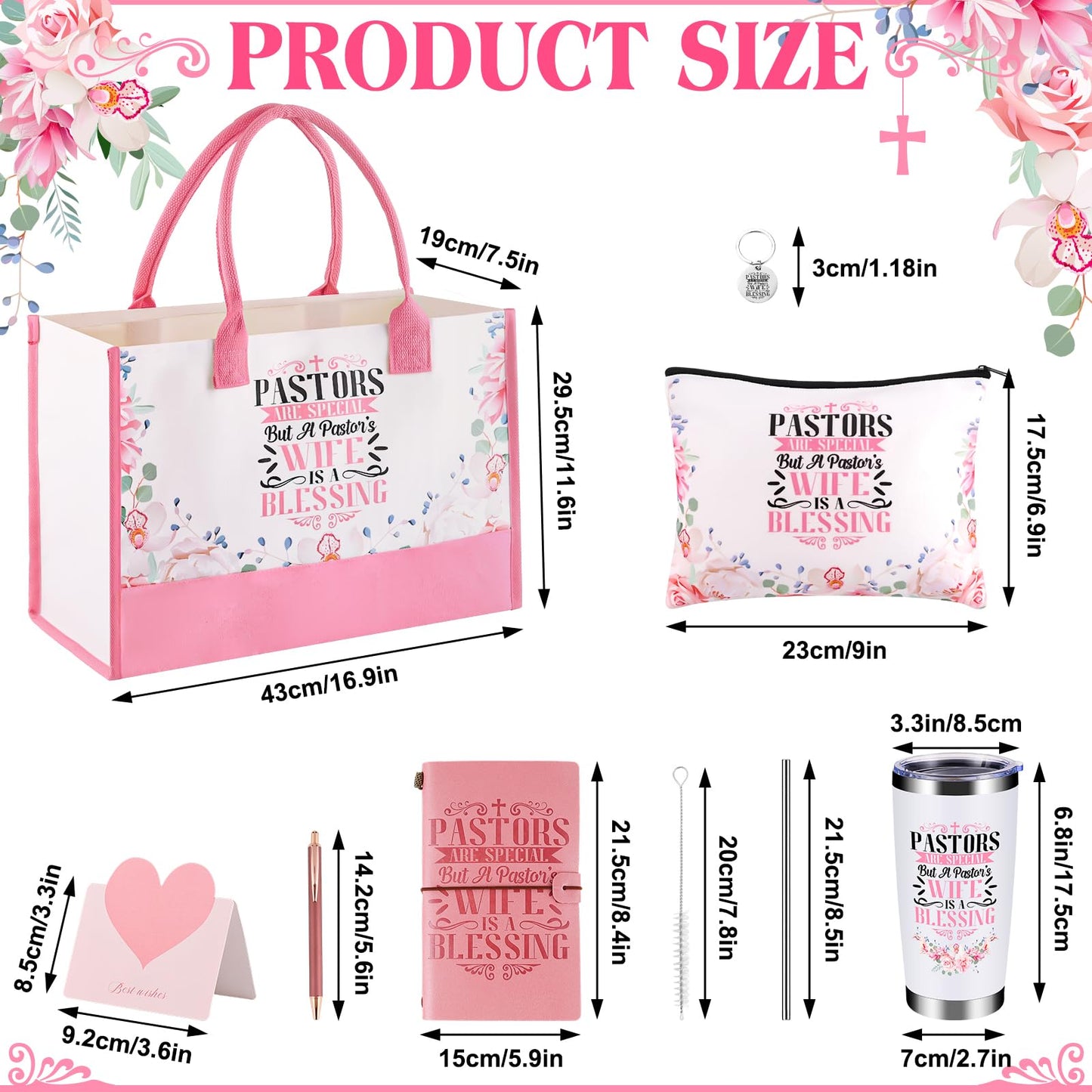 VAIPI Pastor Wife Appreciation Gifts for Women Faith, Inspirational Christian Gifts for Pastors Wife Religious Catholic Gift Basket with Insulated Tumblers Handbag Journal Pen Bookmark Keychain