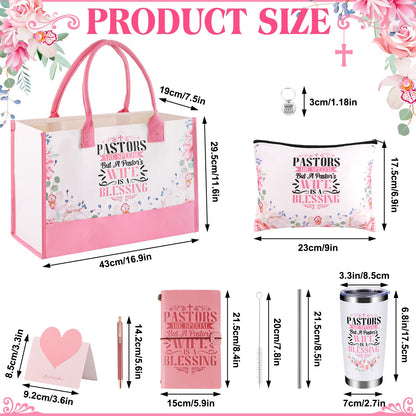 VAIPI Pastor Wife Appreciation Gifts for Women Faith, Inspirational Christian Gifts for Pastors Wife Religious Catholic Gift Basket with Insulated Tumblers Handbag Journal Pen Bookmark Keychain