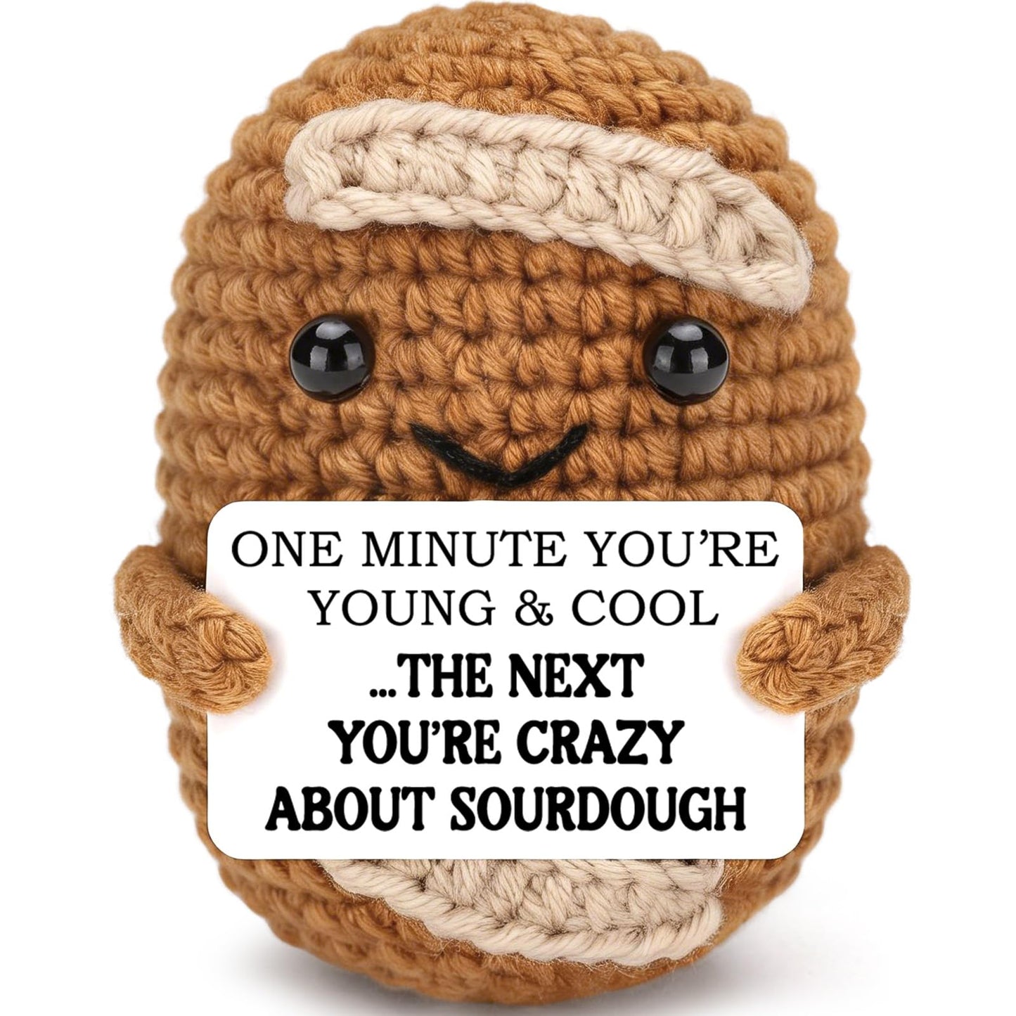 Belatelove Birthday Gifts for Men Women Him Her, Handmade Crochet Bread “About Sourdough” Decorations, Funny Birthday Crochet Gifts for Girlfriend Boyfriend Couples Wife Husband, Cute Desk Decor