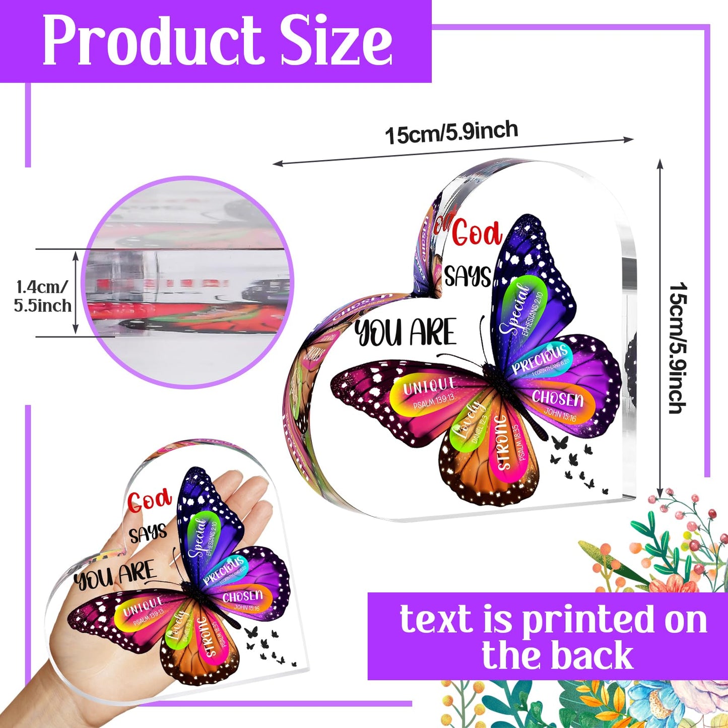Christian Gifts for Women Mothers Day Gifts for Mom - Butterfly Inspirational Religious Gifts for Mom Wife Sister Friends Coworker Female Mothers Day Birthday Anniversary Present Home Art Decor Signs