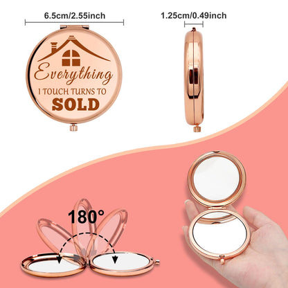 Realtor Gift for Women Compact Compact Mirror Realtor Appreciation Gifts Real Estate Agent Gift Thank You Gift for Realtor Closing Gifts Christmas Birthday Folding Makeup Mirror Realtor Sold Gifts