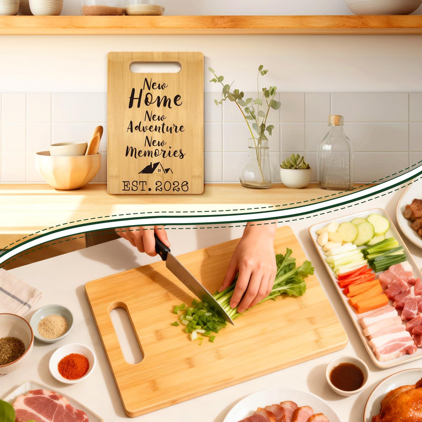 MY-ALVVAYS House Warming Gifts New Home, Perfect House Warming Gifts, New Home Gift Idea for Women Men Homeowner, New Apartment Essentials, New Home New Adventure New Memories 2026 Cutting Board