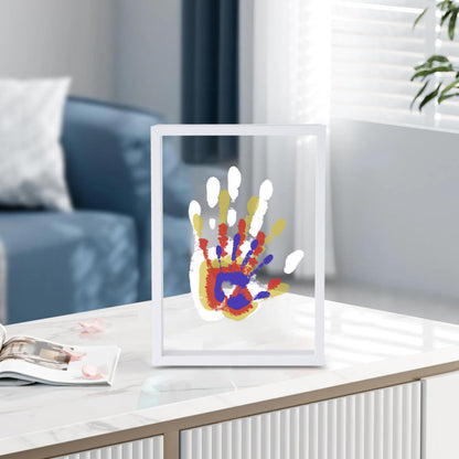 CHERRY CHEERS Family Handprint Kit, DIY Craft Keepsake Wooden Frame, Endless Gift Set, Non-Toxic Paints, Transparent Sheets (White)
