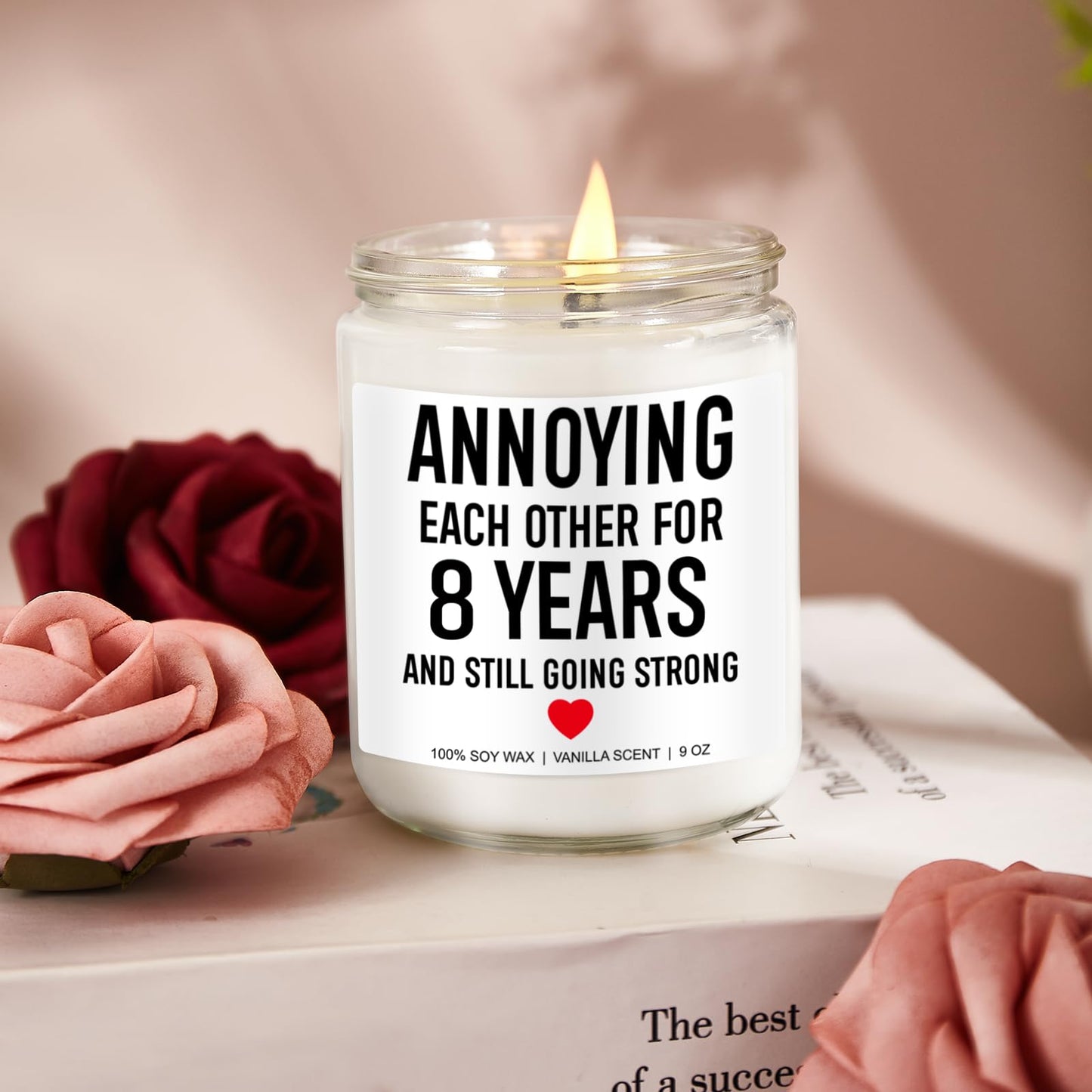 Younift Funny Scented Candle, 8 Year Bronze Anniversary, Gifts for Men, Women - 8th Anniversary, Gifts for Him, Her - 8th Wedding Anniv. Presents for Husband, Wife, Couple - 9 oz