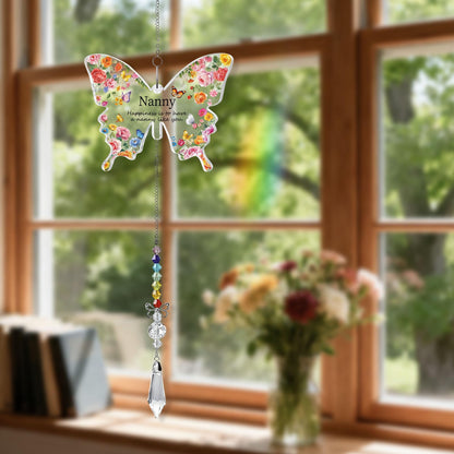 Nanny Gifts Butterfly Crystal Suncatcher for Nanny Christmas Mothers Day Birthday Gifts for Nannies