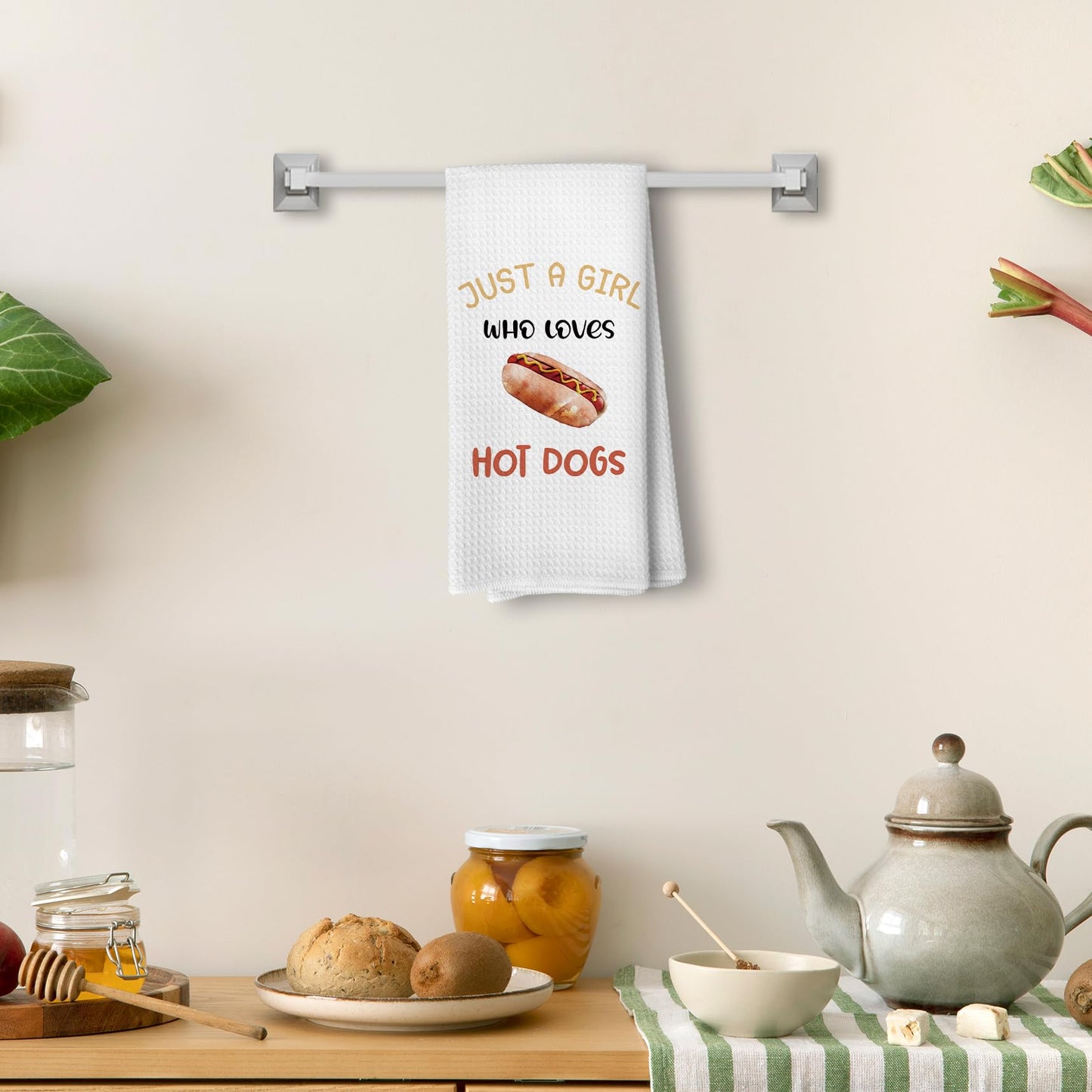 Funny Kitchen Towels, Hot Dog Kitchen Towels for Hot Dog Lovers, Funny Hot Dogs Decorative Hand Towels for Kitchen, Food Lover Gifts, Funny Dish Towels Tea Towels, 16x24 Inches