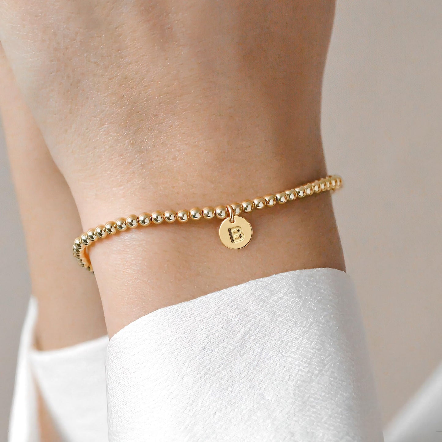 Turandoss Initial Bracelets for Women - Dainty 14K Gold Plated Letter A-Z Charm Disc Bracelet for Women Trendy Jewelry Gifts