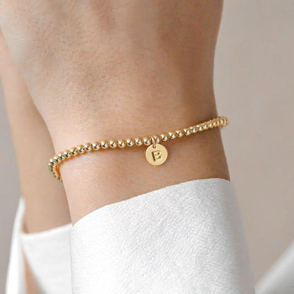 Turandoss Initial Bracelets for Women - Dainty 14K Gold Plated Letter A-Z Charm Disc Bracelet for Women Trendy Jewelry Gifts
