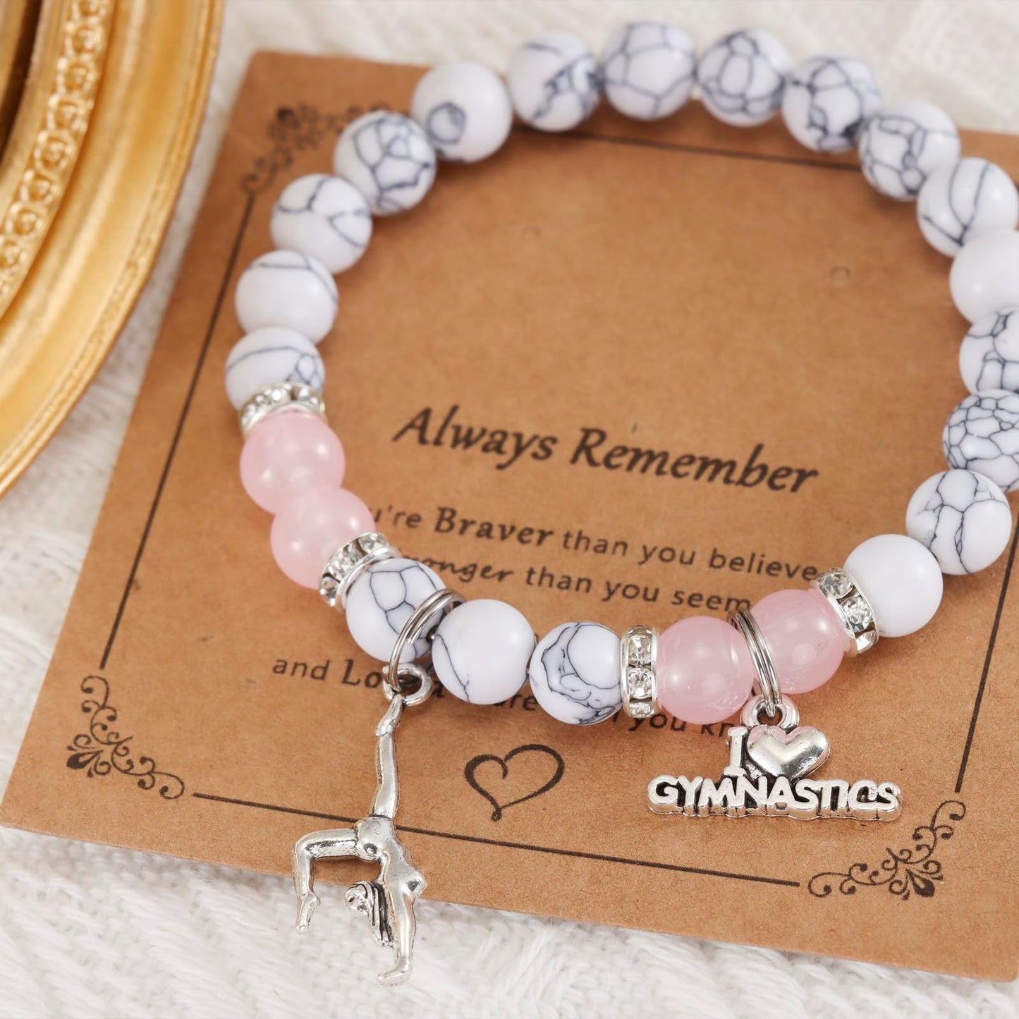 HUTIMY Gymnast Gifts for Women Female Cute Gymnastic Coach Jewelry Beads Gymnastics Bracelet