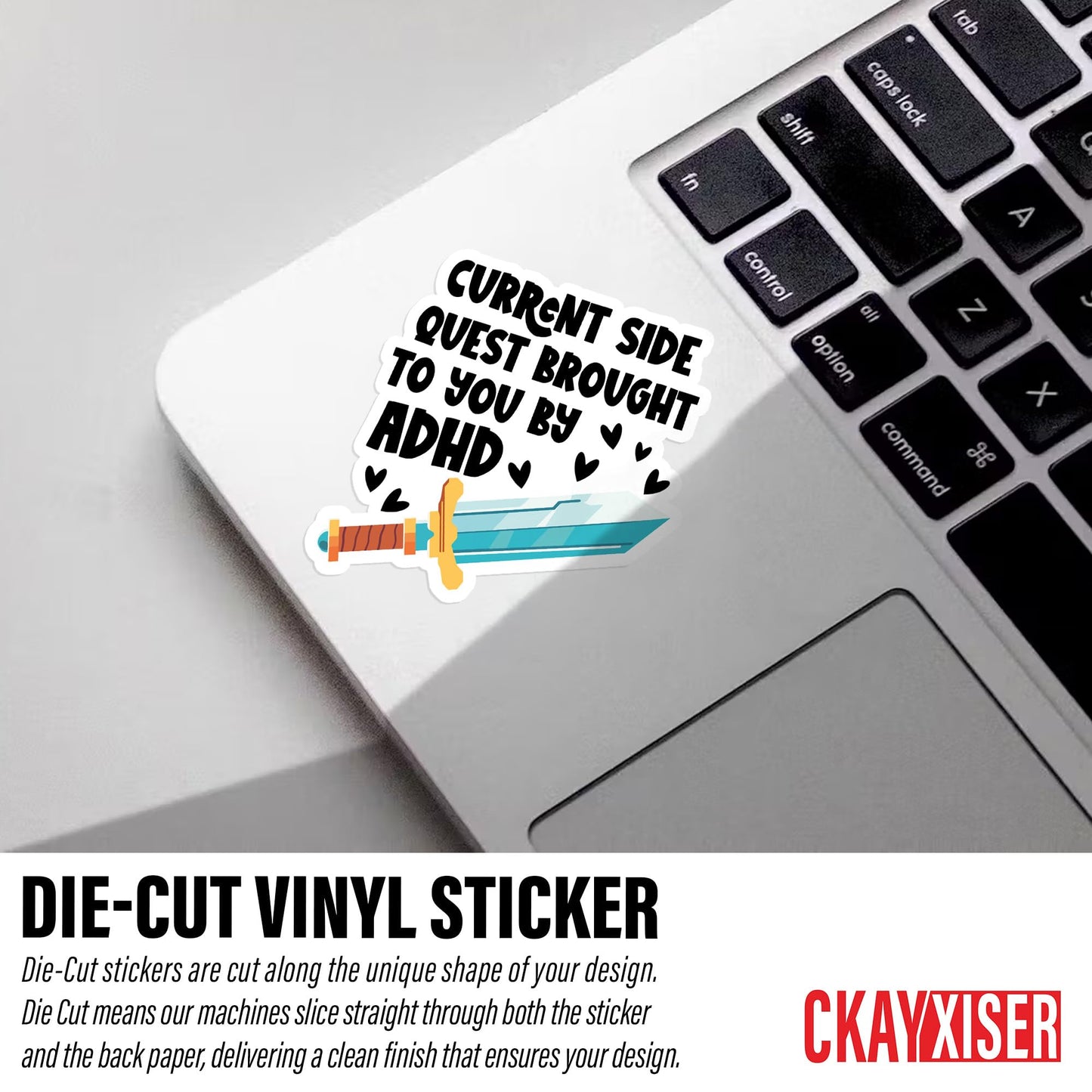 (3Pcs) Current Side Quest Brought to You by ADHD Sticker Anxious Crippling Anxiety Overthinking 2" Waterproof Die-Cut Vinyl Laptop, Water Bottle Sticker Funny Car Decal Gifts for Her Him 2 Inches