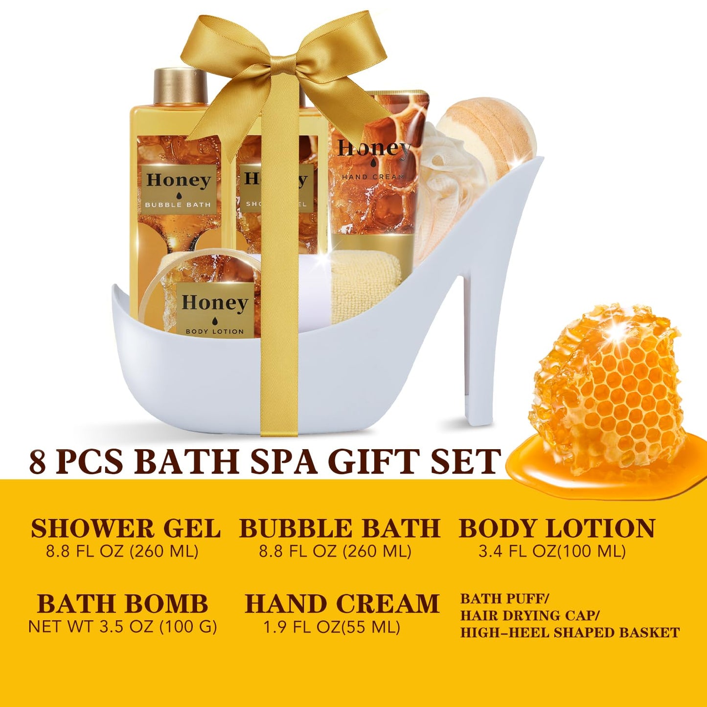 Spa Luxetique Gifts for Women High Heel Gift Set for Women 8pcs Spa Gift for Womens Nourishing Honey Birthday Gifts for Womens Mom Grandma Wife Coworker