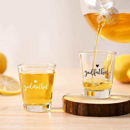 Futtumy Godparents Proposal Gift, 2 OZ Godfather Godmother Shot Glasses Set of 2, Godmother Proposal Gifts, Mother's Day Father's Day Birthday Christmas Baptism Gifts for Godparents from Godchild