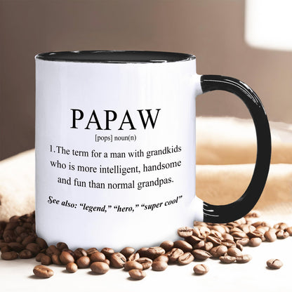 Papaw Coffee Mugs, Grandpa Coffee Teacup, Fathers Day Christmas Birthday Gifts for Papaws, Grandpa Papaws Gifts from Grandkids Grandchildren, Papaw Definition Ceramic CoffeeMug 11oz