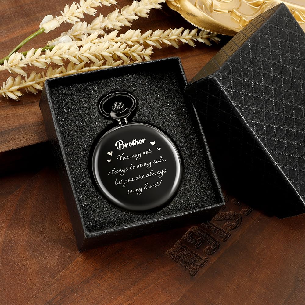 Engraved Pocket Watch for Men Borther Gifts for Graduation Fathers Day Birthday Xmas Valentines Day Gifts for Brother