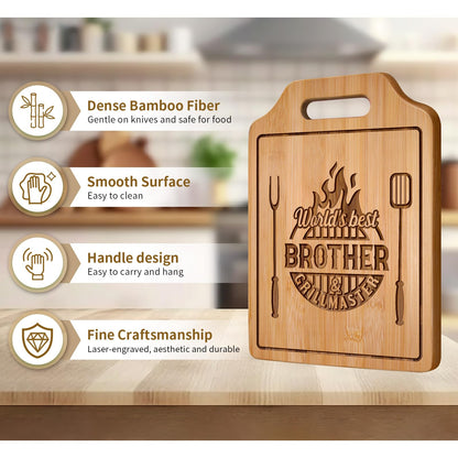 AceThrills Gifts for Brother Gifts Adult, Brother Christmas Birthday Gift from Sister for Fathers Day Gift - Engraved Cutting Board 12.3"L × 8.7"W × 0.4"Th