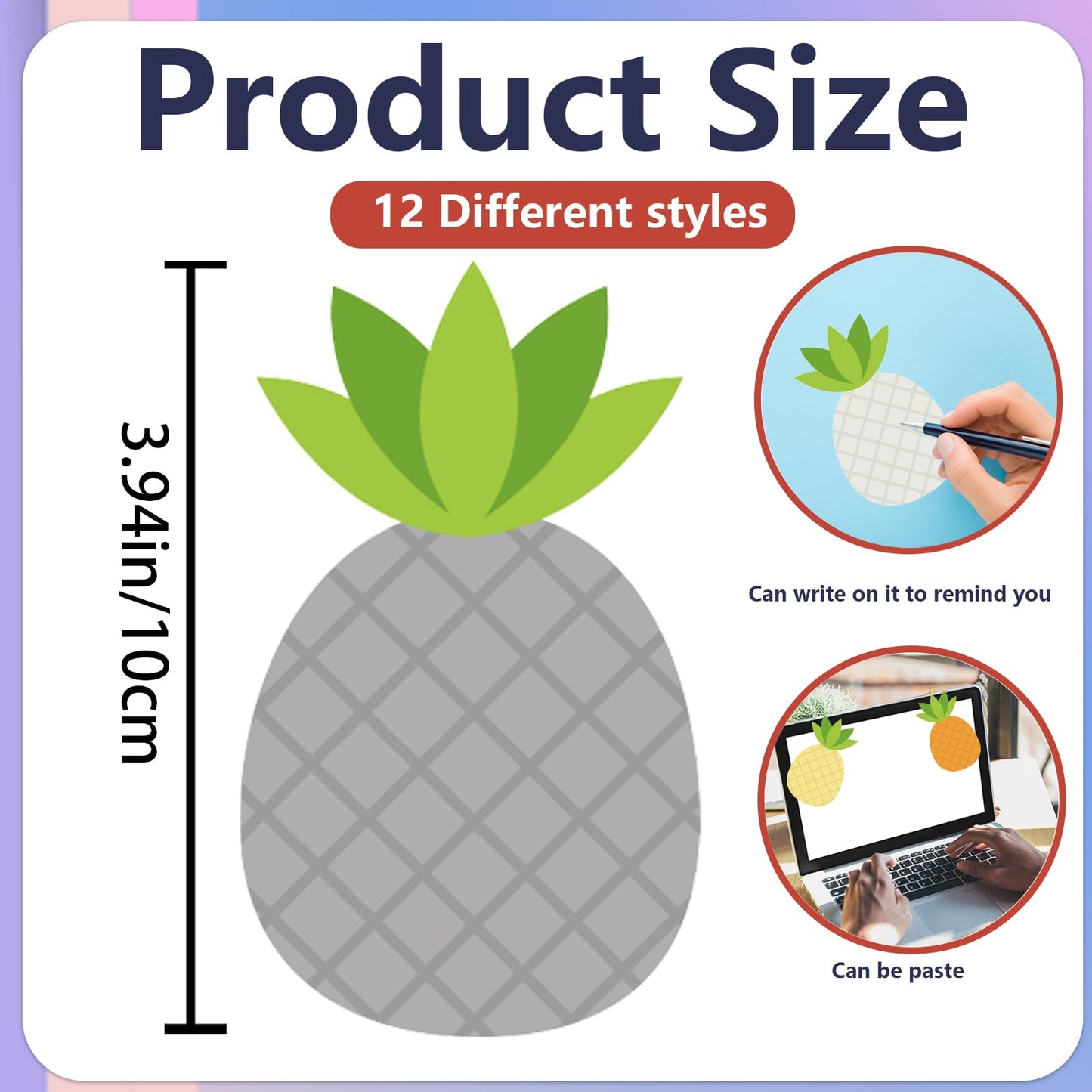 12 Pcs Pineapple Shape Sticky Notes Cute Pineapple Sticky Notepad Colorful Self Sticky Memo Pads Funny Fruit Shaped Post Notes Mini Removable Note for Office School Stationery Supplies Party Gift