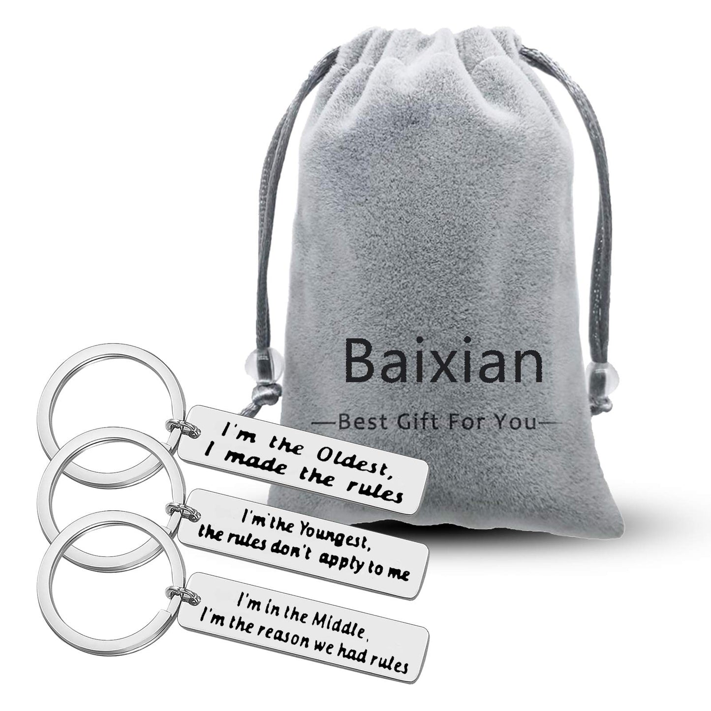 3Pcs Brother Keychain Sister Keychain Sibling Gifts Sister Brother Gifts Brother Sister Matching Keychain Set Family Gifts for Sister Brother Christmas Birthday Gifts for Daughter Son