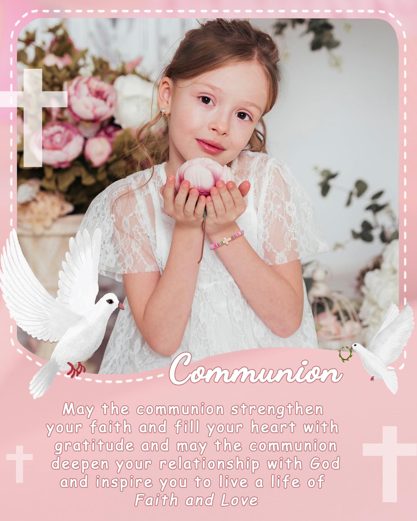 Shonyin Adjustable Cross Bracelet for Girls,Kindergarten Preschool Graduation First Communion Baptism Easter Confirmation Gifts for Girls