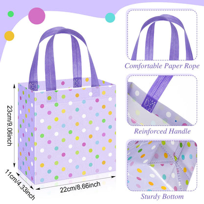 Sweetude 16 Pcs Pastel Spring Gift Bag with Handles Polka Dots Non Woven Reusable Goodie Bags for Mother's Day Women Wedding Birthday Baby Shower Party Favors