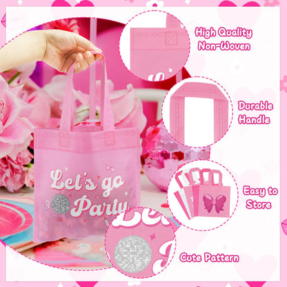 FHzytg 20Pcs Pink Girl Party Favor Bags, Hot Pink Princess Party Candy Bags Gift Bags Pink Theme Party Treat Goodie Bags for Princess Birthday Baby Shower Bachelorette Party Decorations