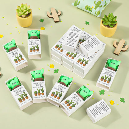 Wettarn 24 Sets Work Appreciation Gifts Cactus Stress Balls with Thank You Boxes Bulk Company Party Favors for Employee Coworker Staff Office Positive Relief Desk Decor