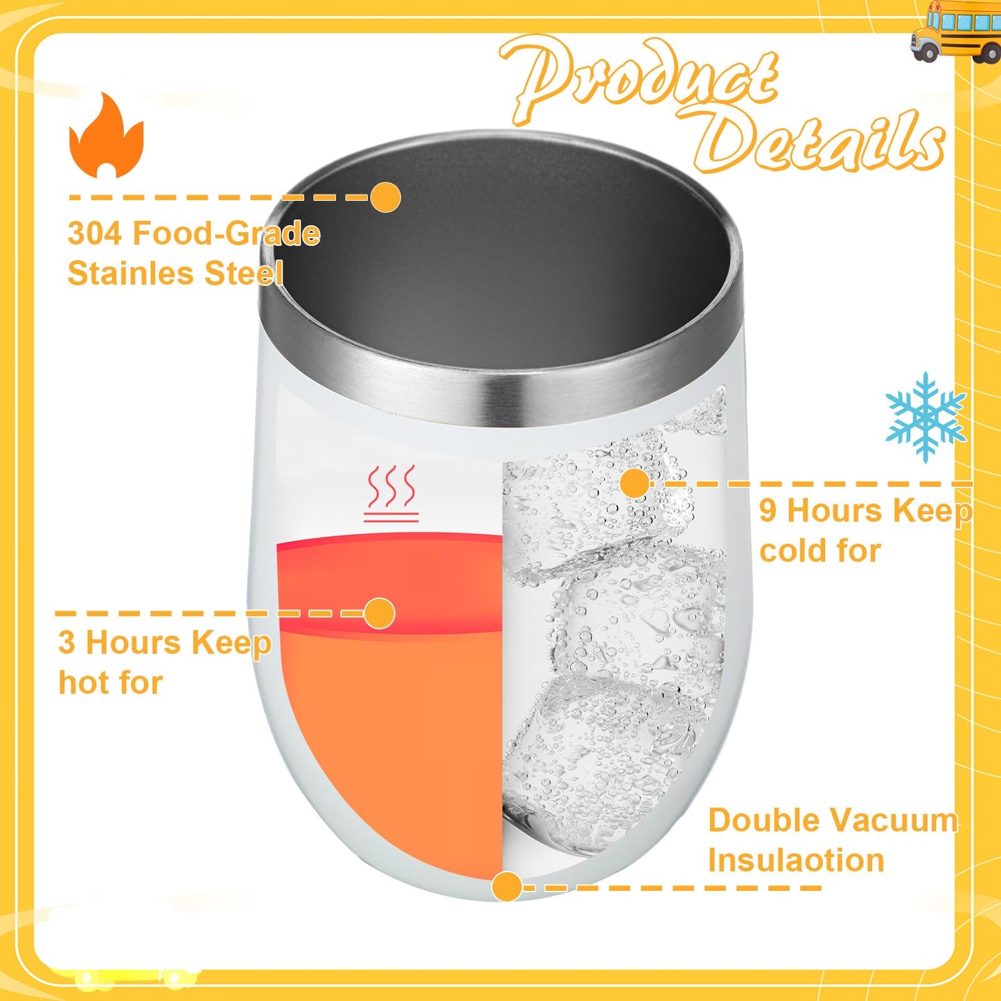Rtteri 2 Pcs School Bus Driver Appreciation Gifts Bus Driver Gift for Women Men Tumbler Cup 12oz with Lid and Straw Stainless Steel Keychain for Back to School Present(Lovely)