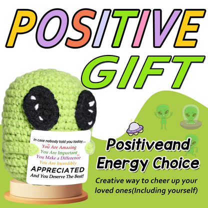 AICase Mini Funny Alien Crochet Gifts,Birthday Gifts for Women Men Presents,Inspirational Small Animals Cute Stuff Things, Handmade Little Reminders Emotional Positive Crochet Nuggets Alien Decor
