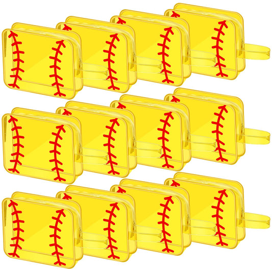 12 Pcs Softball Cosmetic Bag Team Gifts Accessories Makeup Bags Softball Clear PVC Cheer Case Toiletry Zipper Pouch Waterproof Travel Toiletry Handbag Purses Organizer for Women Team Players Lover