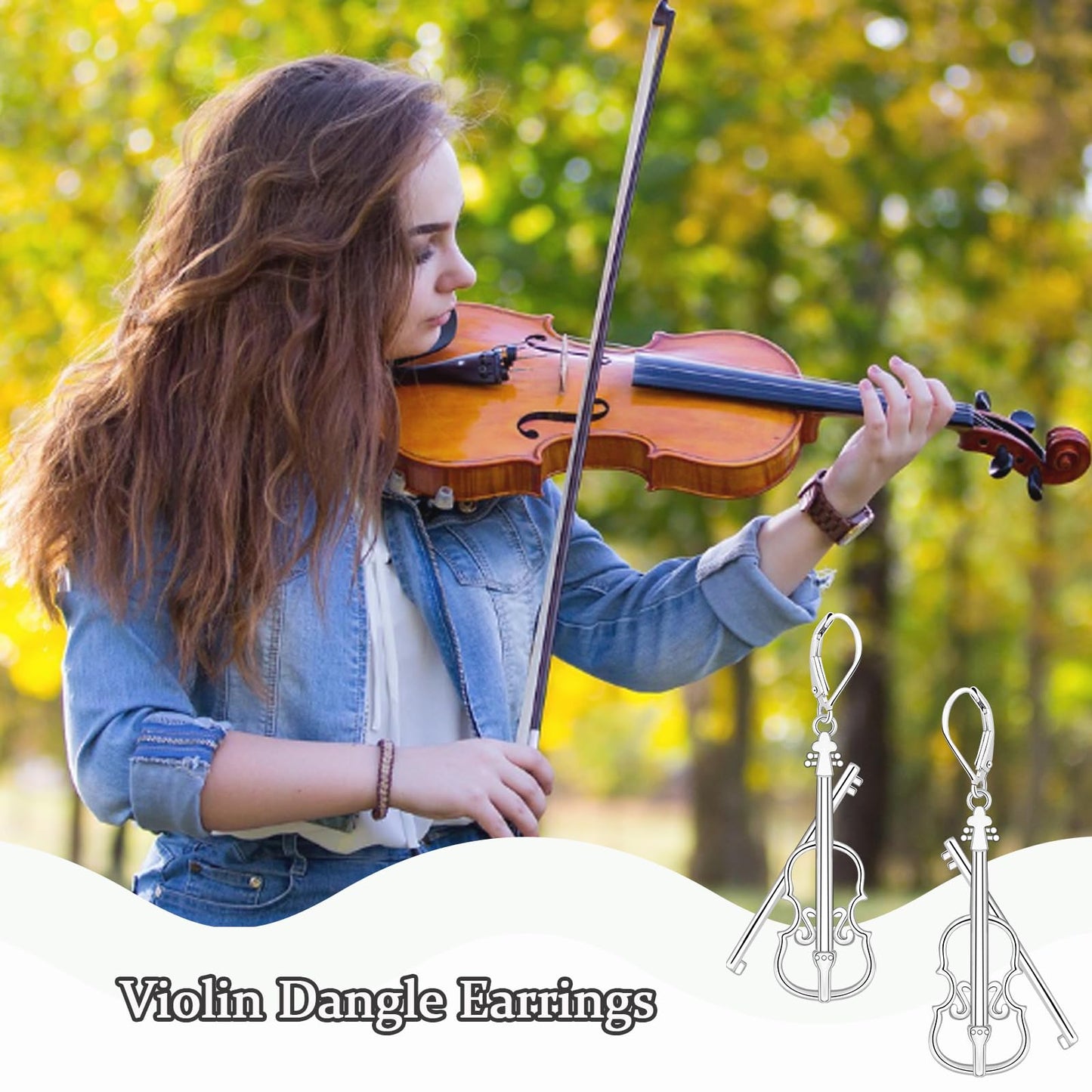 Sterling Silver Music Earrings - Violin/Clarinet/Trumpet/French Horn/Treble Clef/Saxophone/Harp Dangle Earrings Musical Instrument Jewelry Gifts for Musician Teacher Women Men