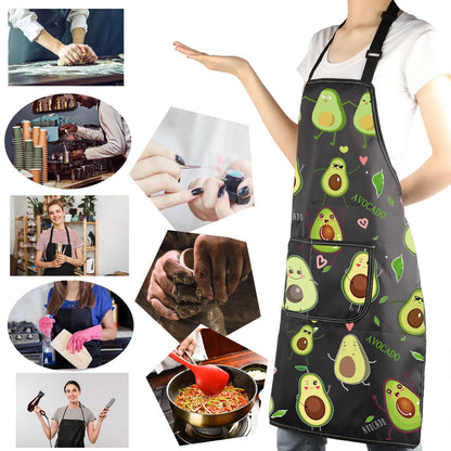 MBMSO Funny Avocado Apron Avocado Cooking Kitchen Aprons with Pockets Waterproof Apron for Chef Grilling BBQ Baking