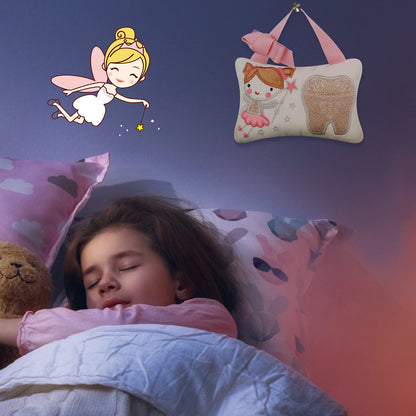 Qunclay Tooth Fairy Pillow with Pocket Kids Keepsake Pouch Tooth Fairy Gifts for Girl and Boy, 3.9 x 5.9 Inches (Sweet)