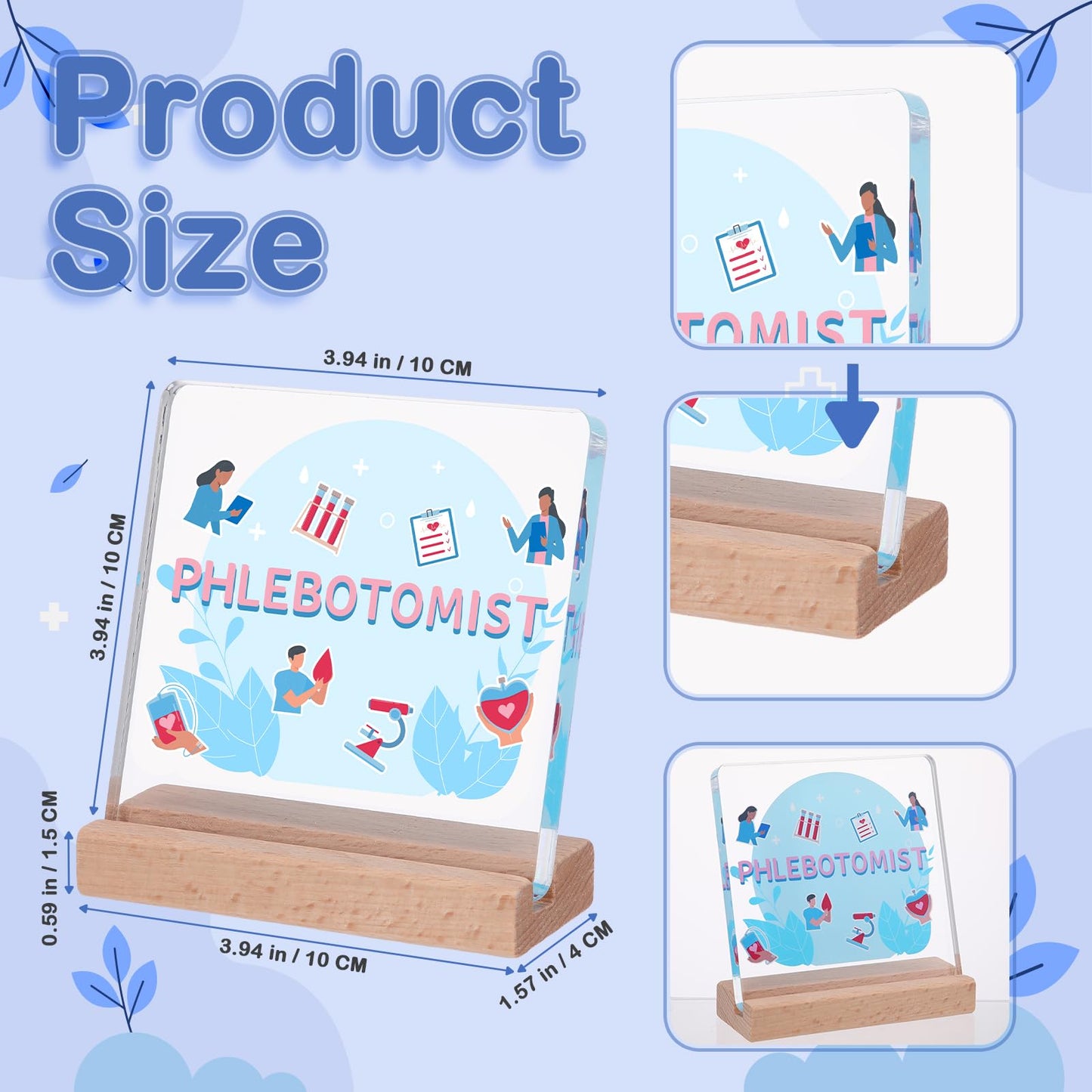 Vicenpal Phlebotomy Gift Cna Week Gift Clear Acrylic Plaque Nursing School Graduation Gifts Desk Decorative Sign for Nurse Friend Coworker Staff Medical Assistant Essentials Accessories