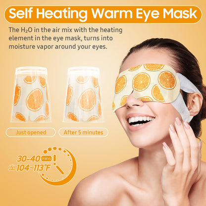 BeHoomi 20 Packs Steam Eye Mask, Heated Eye Mask Warm Compress for Eyes, Disposable Self Heating Steam Mask for Home, Sleep, Spa, Travel Essentials & Relaxation Gifts for Women (Orange)