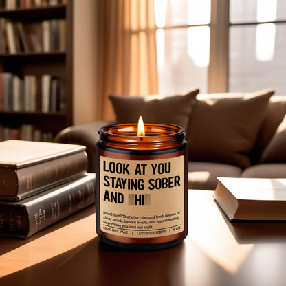 LEADO Scented Candle, Sober Gifts, Sobriety Gifts for Women, Men - Recovering, 1 Year Sober, 2 Year Sobriety Presents - Funny Proud of You, Anniversary, Recovery, Birthday Present for Her, Him