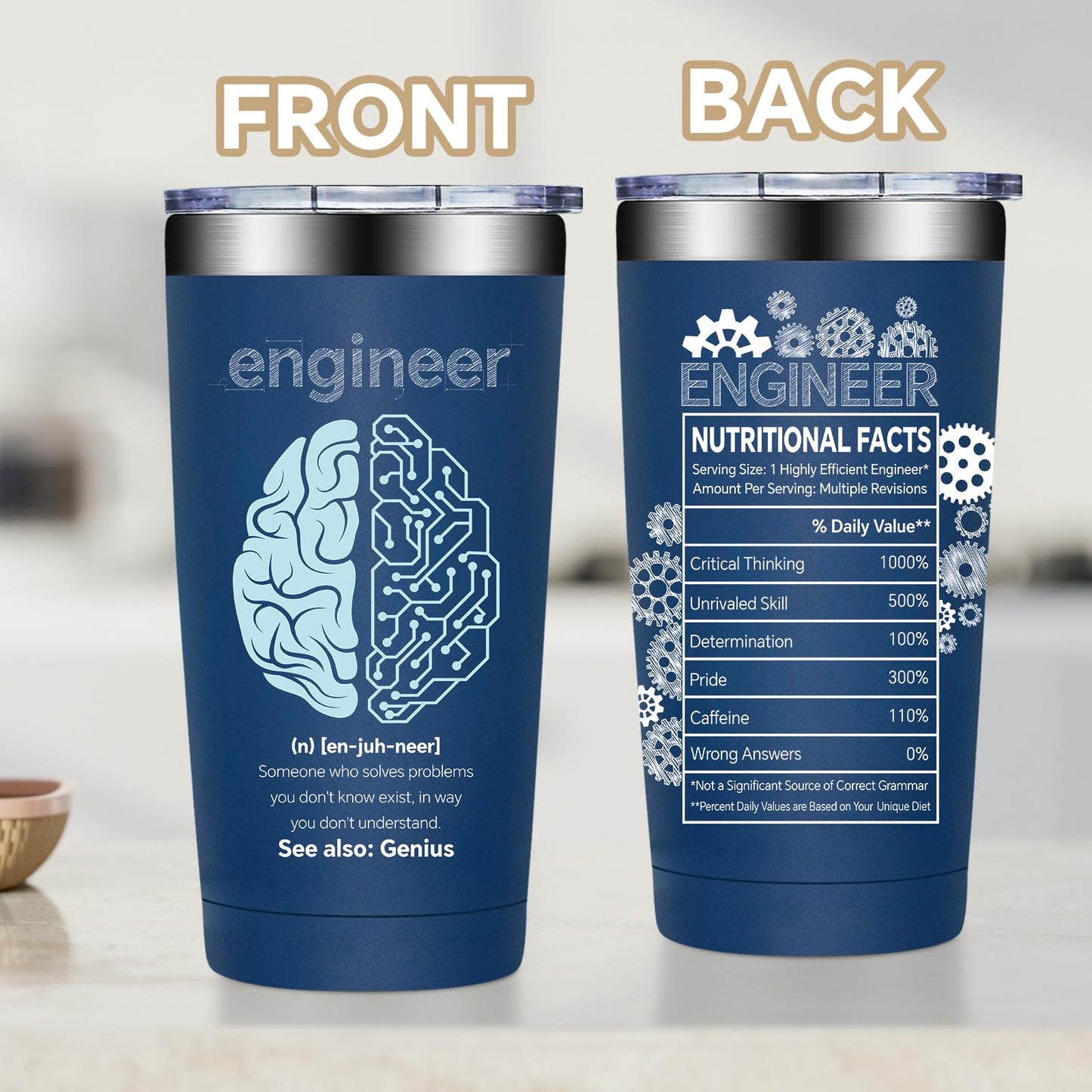 Fufandi Engineer Gifts, Mechanical Engineering Gifts for Men - Civil Engineering Student Graduation gift, Retirement Present for Engineer - Tumbler Cup 20oz