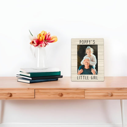 Poppy Gifts Picture Frame 4x6, Poppy Wooden Picture Frame, Christmas Fathers Day Birthday Gifts for Poppys from Granddaughter, Poppy's Little Girl Decorative Photo Frames for Desk Decor